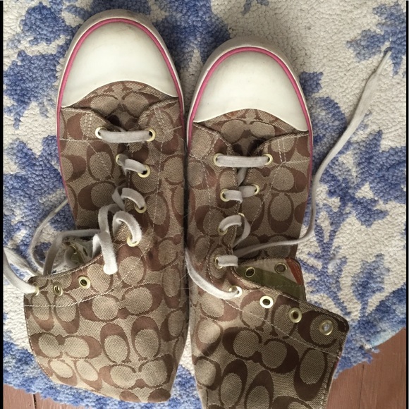Coach Shoes - Donated. COACH “STEAL”! NWOT Sporty Chic High Top Pink Trim